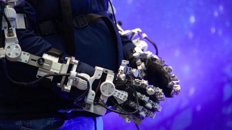 arm exoskeleton on man