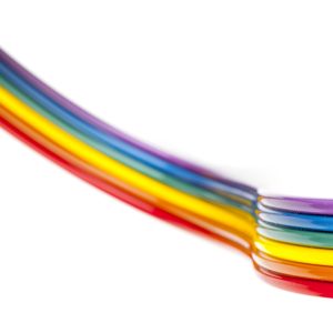 yellow and white audio cable by New England Wire Technologies