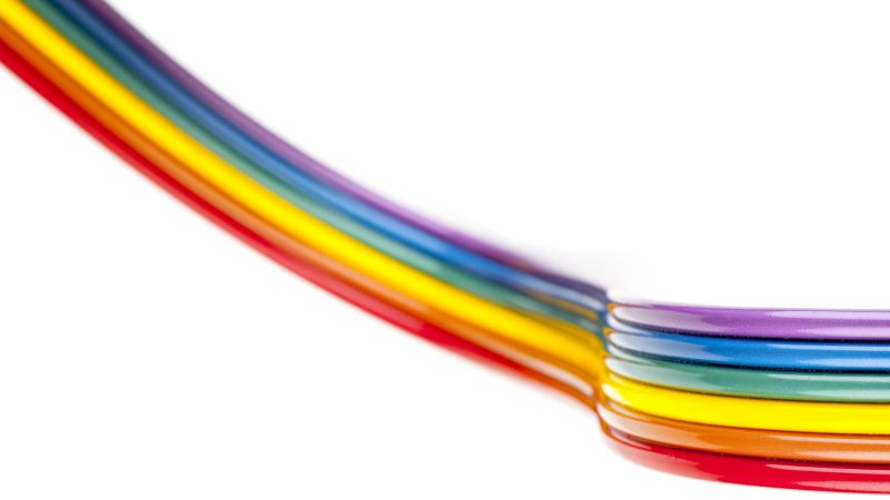 yellow and white audio cable by New England Wire Technologies