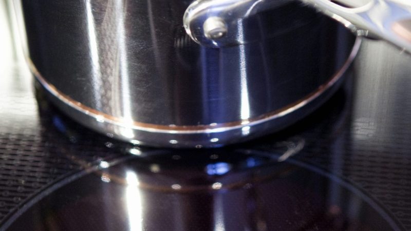 induction cooktop with pot on top