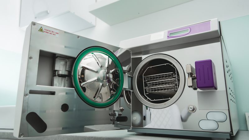 autoclave machine with door open