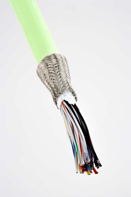 multi-conductor cable with light green jacket