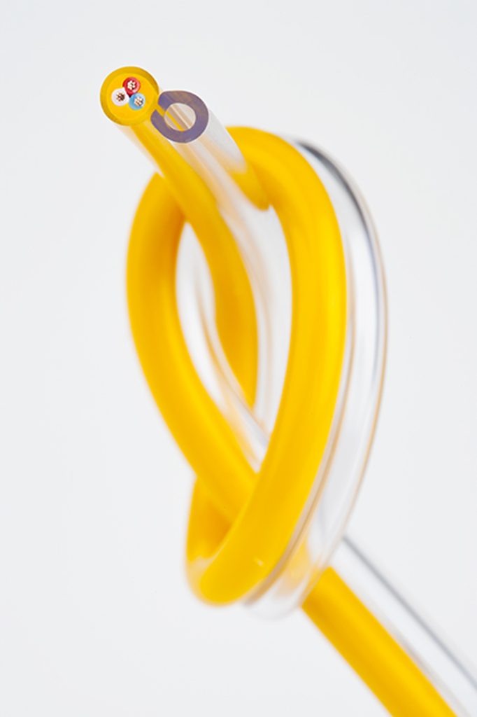 zip cord with clear tube and yellow conductor