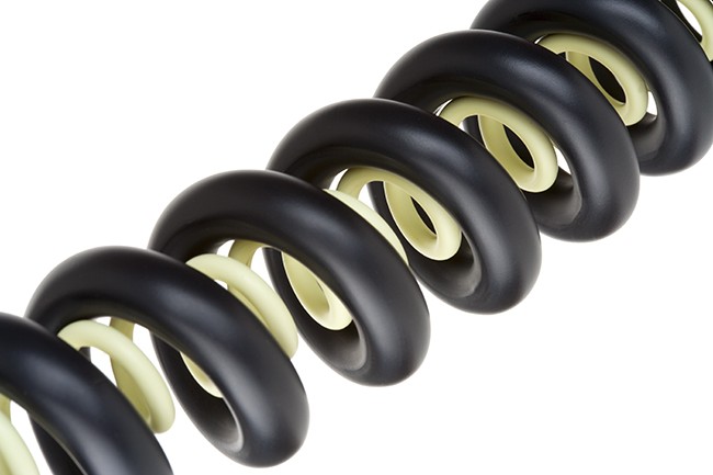 white coil cord with black coil cord surrounding it